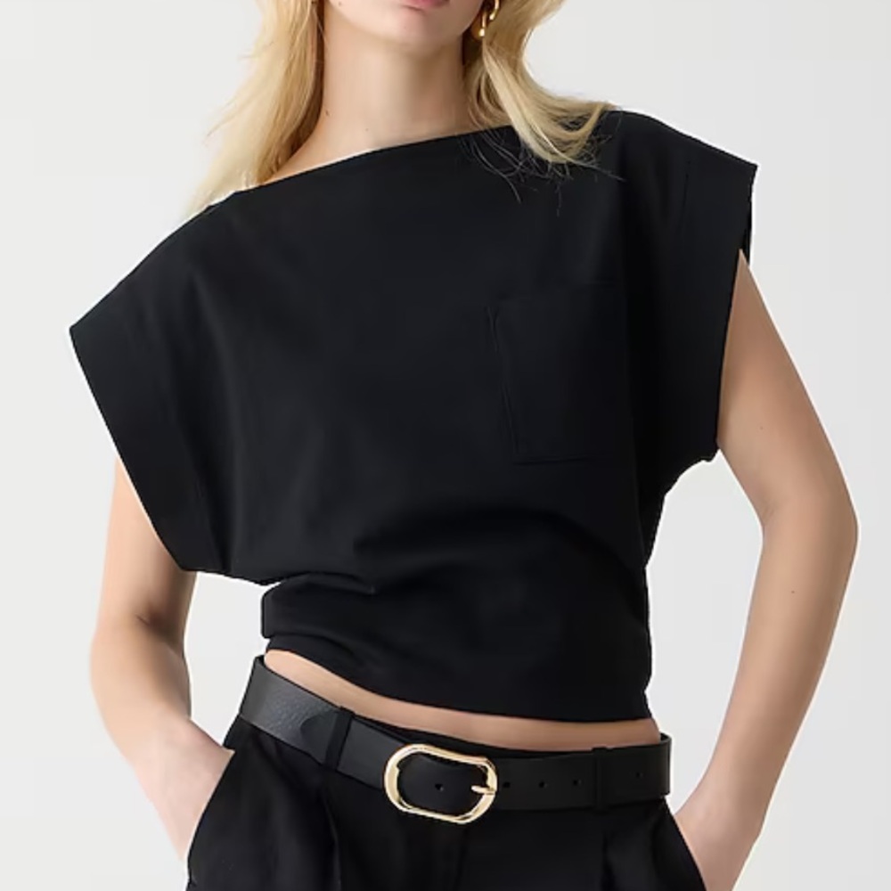 Boatneck muscle T-shirt in mariner cotton